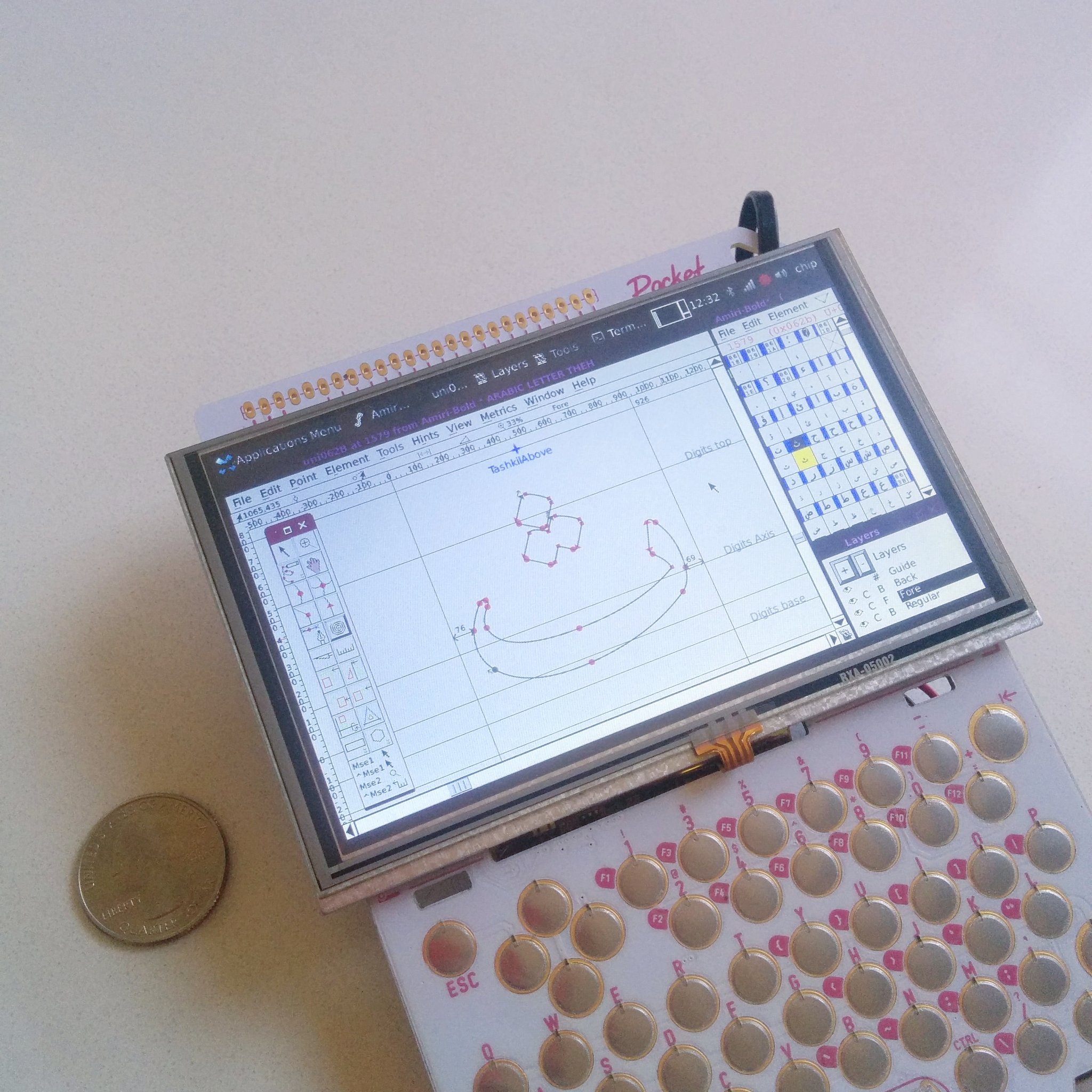 FontForge running on a PocketChip