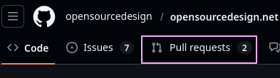 screenshot of pull requests tab on open source design repo