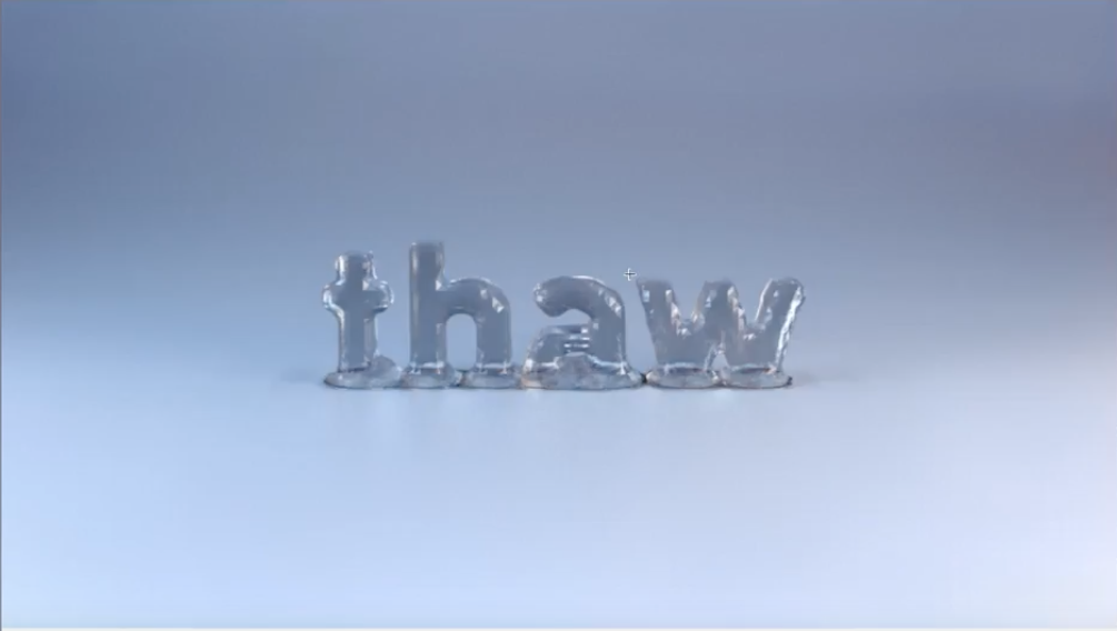 &ldquo;thaw&rdquo; spelled in melting ice
