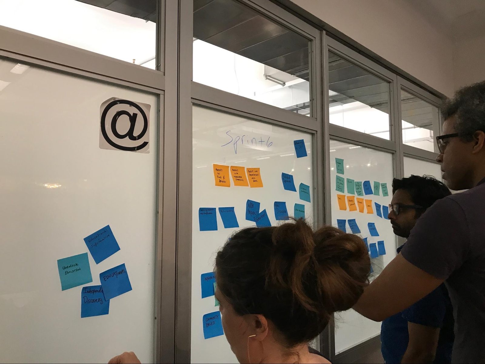 Sticky clustering exercise in progress
