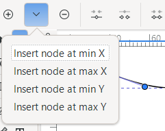 a screenshot of a toolbar menu in inkscape, showing entries like &ldquo;insert node at min X&rdquo;